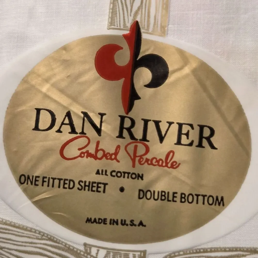 Vintage 1966 Dan River Flower Fantasy Full Fitted Sheet NOS Cotton Percale